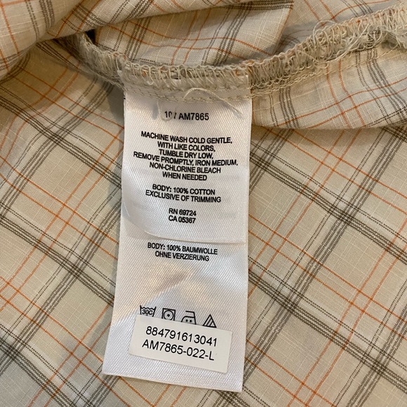 Columbia Men’s Beige Brown & Orange Plaid Short Sleeve Button Down Shirt, Large - Picture 8 of 10